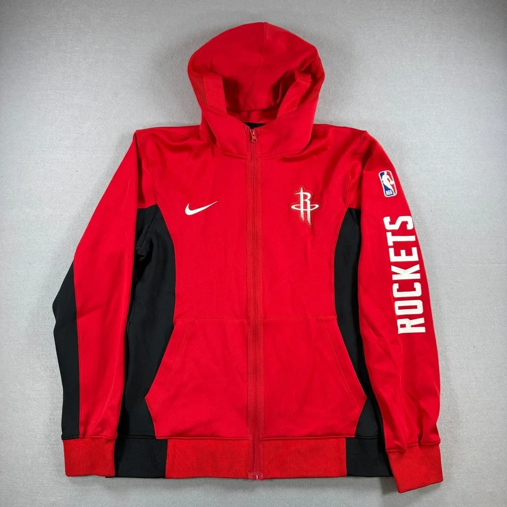 Nike Houston Rockets NBA Hoodie Mens Small Red Dri-Fit Zip Up Colorblock Jacket
